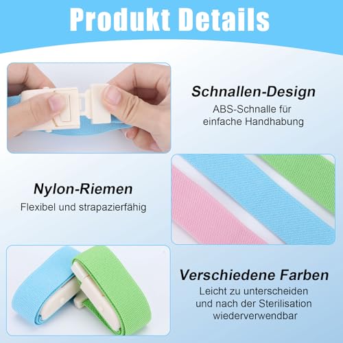 8 Stück Stauschlauch Blutabnahme Set, Schnappbarer Tourniquet, 8 Farben Venenstauer Blutabnahme Set zum Üben für die Notfallversorgung im Freien