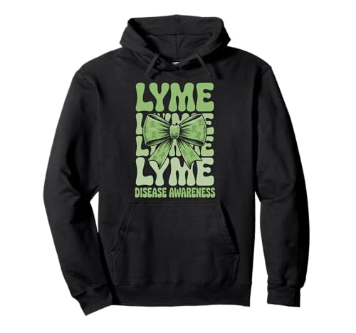 Lyme Warrior Groovy Bow Coquette Lyme Disease Awareness Sudadera con Capucha