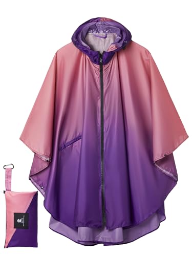 Image of SaphiRose Adult Rain Poncho Waterproof Hooded Zipper Raincoat with Pockets | OEKO-TEX Certified 100% Polyester, Lightweight Packable Storage Pouch, Heat-Sealed Seams, Quick-Dry for Outdoor Hiking