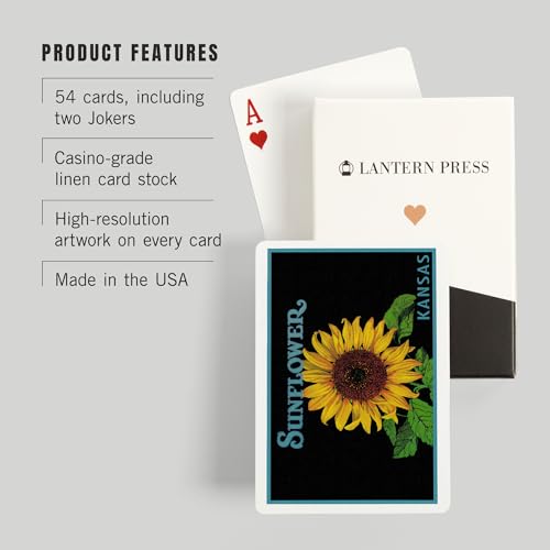 Baraja de 52 cartas estilo póker Kansas Sunflower Brand miniatura 3