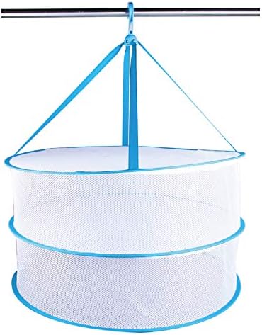 Adwaita Herb Drying Rack Clothes Drying Rack 2 Layers Hanging Drying Rack for Buds & Hydroponic Plants or Delicates with Zippers Collapsible Net Dryer White Mesh Net with Carry Bag (2 Tiers)