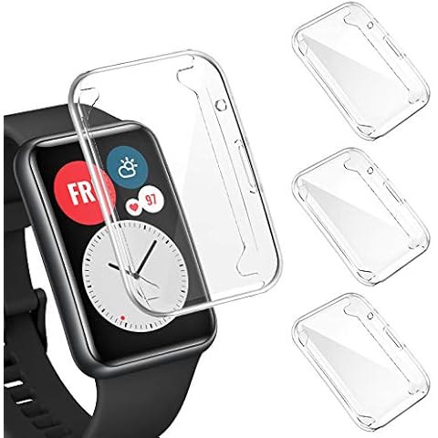 FITA 3 Pack Screen Protector compatible with HUAWEI Watch Fit, [Full Coverage] [High Clarity] [Touch Friendly] TPU Case Cover Screen Protector compatible with Huawei Watch Fit, Clear+Clear+Clear Cover