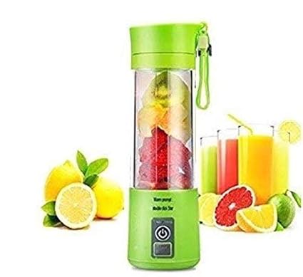 Dishul EnterprisePersonal Portable Rechargeable USB Juicer Blender, 2 Blades in 3D, Fruit Mixing Machine for Baby Travel-380 ml (Green)