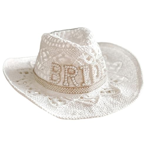 Chapeau cowgirl mariée blanc avec strass pour mariage et EVJF chic