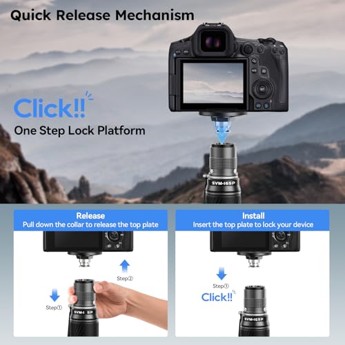 SIRUI SVM-165P Rapid Monopod with Pedal, 65" Carbon Fiber Camera Monopod with Feet, One-Step Height Adjustment with Twist Lock, Max Load 22lbs/ 10kg