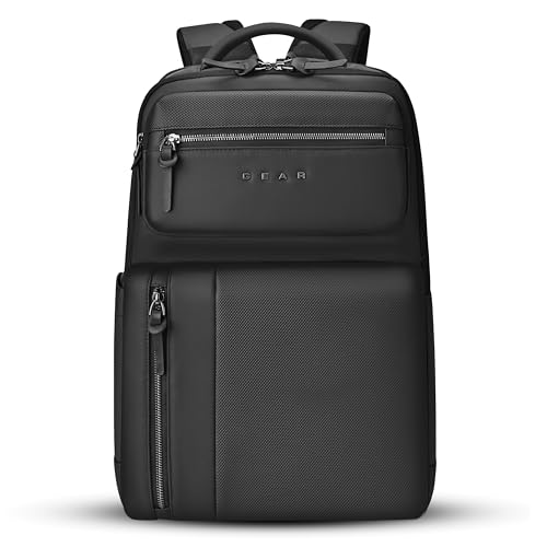 Image of Gear 9 to 5 17 inch /25L Medium Water Resistant Faux Leather Anti Theft Laptop Backpack | Casual Backpack | Travel Backpack for Men /Women (Black - Black)