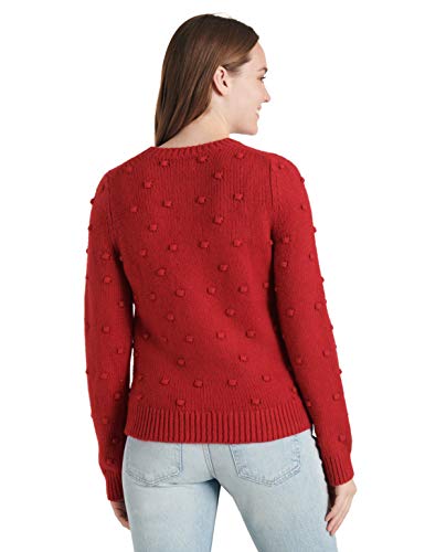 Lucky Brand Women's Scoop Neck Bobble Knit Sweater, Tango Red, Large #TOP2