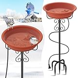 TUSPEU Heated Bird Baths for Outdoors,Large Capacity 100W Thermostat Control Heated Birdbath with 5-Prong Metal Base Water Heated Bird Bath Bowl for Outside Winter Garden Patio Yard Lawn(Brown)