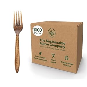 Sustainable Agave Co – Agave Fiber Forks – 1000 Count – Biodegradable, Plant-Based, Made With Upcycled Materials – Brown, Bulk