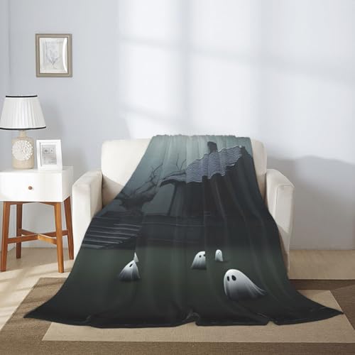 Couverture légère et chaude motif maison hantée pour lit doux - 4