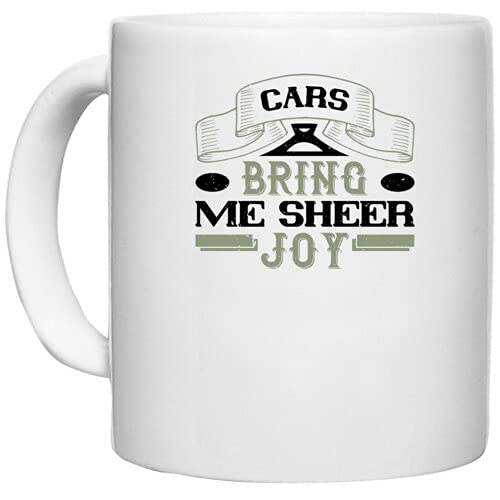 UDNAG White Ceramic Coffee / Tea Mug 'Car | Cars Bring me Sheer Joy' Perfect for Gifting [330ml]