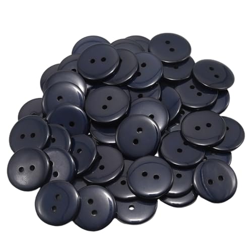 Lilaly 50 PCS 3/4 inch Buttons for Crafts, 2 Holes Resin Navy Blue Buttons, for Sewing Children Sweater DIY Crafts Scrapbooking (Navy Blue)