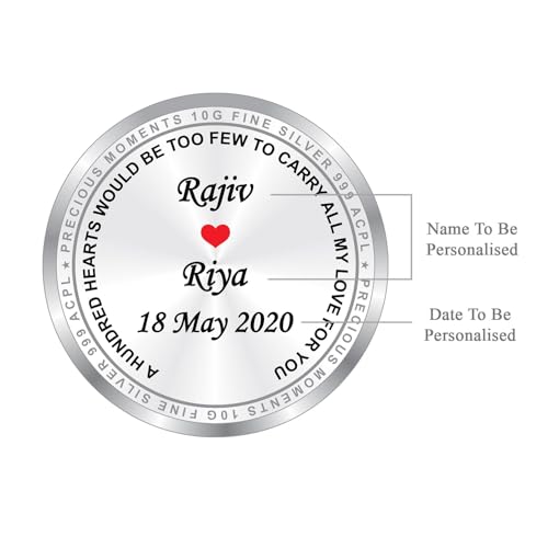 Image of TRUESILVER ACPL BIS Hallmarked Personalised Anniversary 5 /10 /20 /50 /100 gm 999 Pure Silver Coin by ACPL