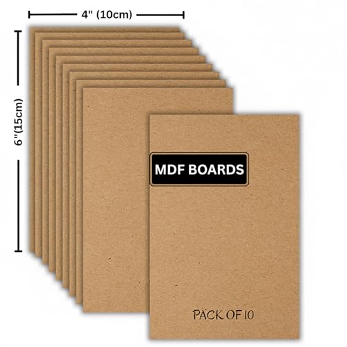 Image of ArtzFolio MDF Board 2.1mm Thick Cutout Sheets for DIY Art Craft Project | Unfinished Sides Engineered Wood Blanks for Paintings, Laser, Engraving | 4x6 inch (10x15 cms) | Pack of 10