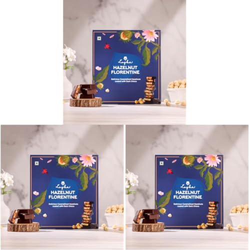 Image of Loyka Hazelnut Florentine Box - 12 pcs | Premium Chocolate Gift Hamper | Choco & Nut Dryfruit Delicacy | Caramalised Hazelnuts coated with Dark Choco | Any-time snack (Pack of 3)