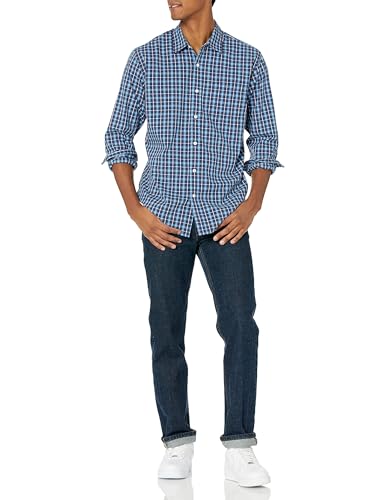 Image of Amazon Essentials Men's Regular-Fit Long-Sleeve Casual Poplin Shirt, Button Front, Business Casual, Collared