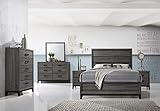 Kings Brand Furniture – Ambroise 6-Piece Queen Size Bedroom Set, Grey/Black. Bed, Dresser, Mirror, Chest & 2 Night Stands