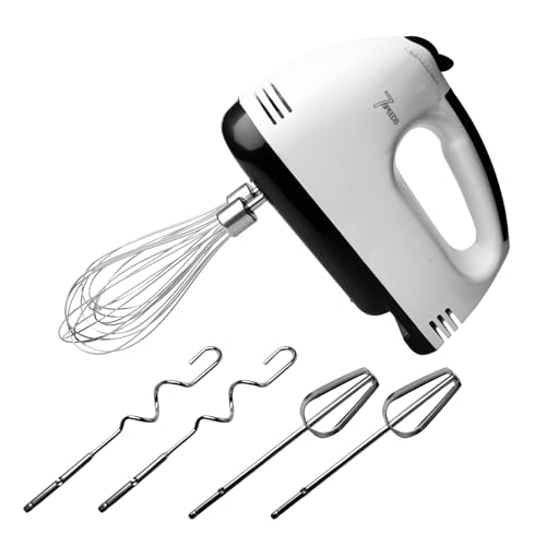 Batidora eléctrica de mano, batidora de mano de 7 niveles, batidora eléctrica con 5 accesorios de acero inoxidable, batidora de mano eléctrica, motor silencioso, amasadora de acero inoxidable,