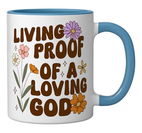 Taza de cerámica con mensaje religioso 11 oz azul/blanco miniatura 2