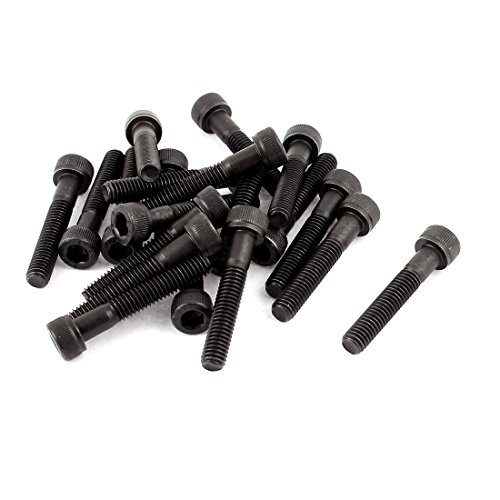 uxcell M6x35mm 12.9 Alloy Steel Screw Cap Point Hex Socket Screws Bolts Black 20Pcs