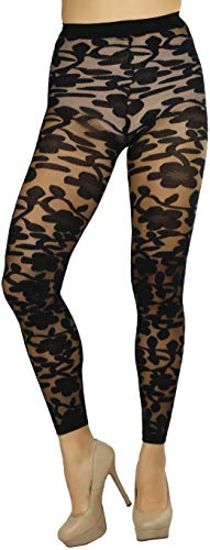 Image of ToBeInStyle Women's Sheer Floral Lace Full Length Leggings