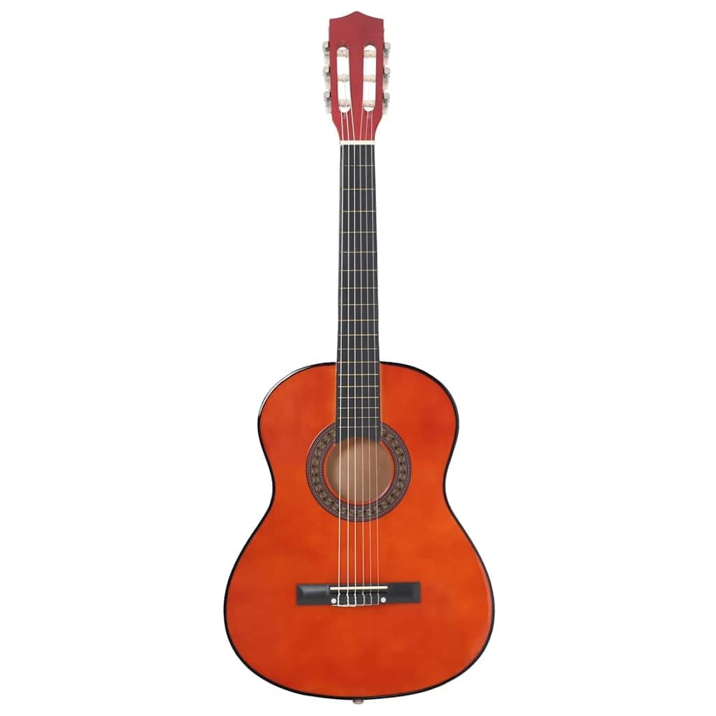 8-TLG. Klassikgitarre Set 3/4 36 Zoll Lindenholz Natur mit Tasche Gurt Plektren Stimmpfeife Saiten für Anfänger Schule Bühne Üben Spielen Auftritt