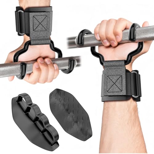 GPANDAG [Upgraded Wider] Weight Lifting Hooks and Lifting Grips for Men and Women(2 Pair), Lifting Straps Gym Grip for Weightlifting, Deadlifts, Pull-Ups, Strength Training, Wrist Wraps Hooks for Seniors
