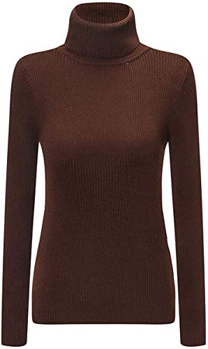 Women's Soft Plain Turtleneck Long Sleeve Pullover Cashmere Sweater Tops, Brown, Us S(4-6) #TOP17