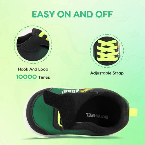 SKYWHEEL Toddler Boys Girls Wide Toe Box Barefoot Shoes Lightweight Slip-On Cartoon Sneakers Breathable Extra Wide Comfort for Chubby Feet3