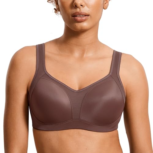 Image of SYROKAN Women's High Impact Underwire Sports Bra High Support Large Bust Padded Adjustable Straps Running Bra