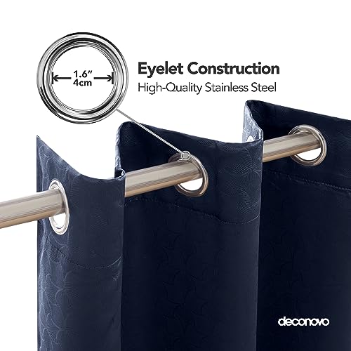 Image of Deconovo Fashionable Rod Pocket Blackout Curtains Room Darkening Curtains Window Treatments Shade Curtains for Study （5.2 Feet-Window） 52W x 63L Inch Blue 2 Drapes