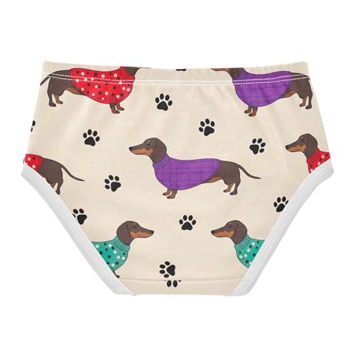 Cartoon Dachshund Dogs Black Paw Girl Panties Cute Girls Underwear Toddlers Cotton Animal Kids Undies Briefs 2t2