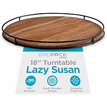 BIRDROCK HOME 18 Wooden Lazy Susan - Espresso - Iron Edges - Table Top Turntable - Cabinet or Pantry Organizer - Decorative Spice Rack Medicine Cleaning Spinning Table - Wood
