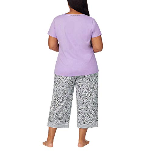 Image of Carole Hochman Women's 4-Piece 100% Cotton Pajama Set - V-Neck T-Shirt, Tank, Capri Pants & Shorts with Drawstring & Pockets