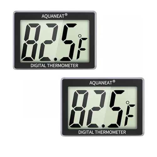 AQUANEAT Aquarium Thermometer 2 Packs, Fish Tank Thermometer, Aquarium Digital Temperature Gauge, with Large LCD Display