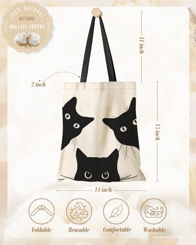 Aesthetic Canvas Tote Bag with Inner Pocket for Women, Cloth Cotton Totes Bag with Pattern for Shopping, Gym, Gift