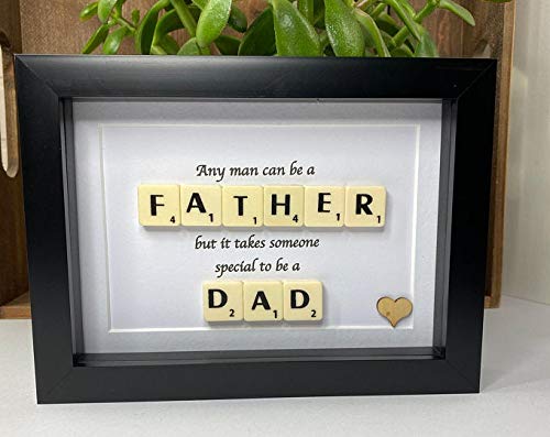 Dad present, Birthday gift for dad, Step father gift, Fathers Day gift, Picture for Dad, 1Dad, Dad gift, Daddy gift, Scrabble art, Quote