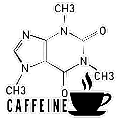 Caffeine Molecule Sticker 4 Inch Coffee Chemistry Science - Waterproof Vinyl Decal for Laptop Water Bottle Car Tumbler - Durable Funny Aesthetic Long-Lasting Stickers for Adults ID44990