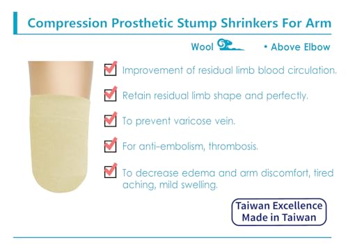 JianiMed Wool Prosthetic Stump Shrinkers for Arm–Above Elbow, Compression, Warmth, Amputee arm Sleeve, 20-30, Taiwan Excellence 2XL
