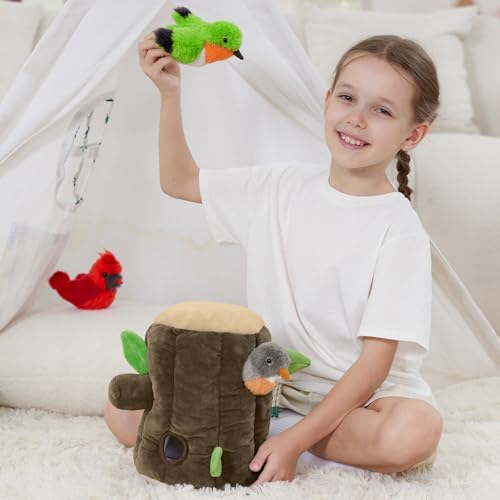 Image of Bird Stuffed Animal Set, Treehouse Plush with 3 Birds & Egg, 12 inch