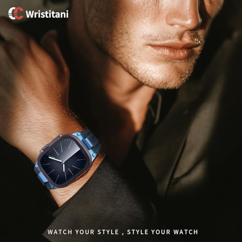 Image of Wristitani Leather Bands Compatible with Apple Watch Band 49mm 46mm 45mm 44mm for Men, Metal Connector & Genuine Leather Straps for iWatch Ultra3 /2 /1 SE3 /2 /1 Series 11 10 9 8 7 6 5 4 [NO Watch and Case]