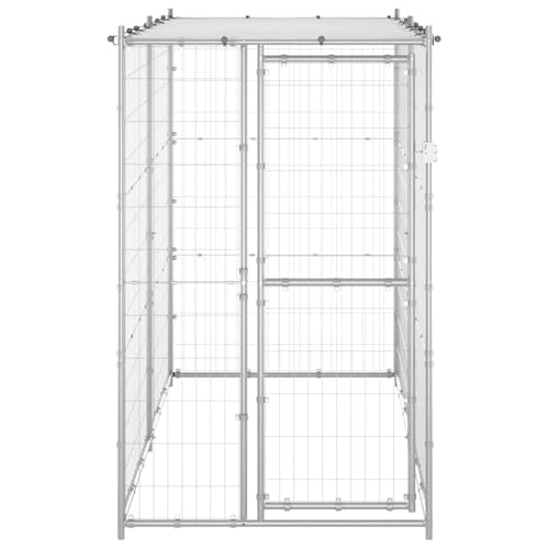 Tidyard Perrera de Exterior Acero galvanizado con Techo 110x220x180 cm
