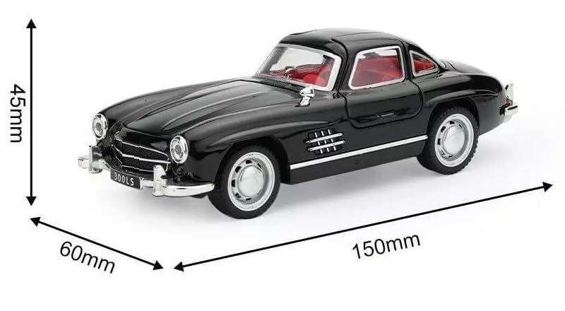 Image of BlackZone 1 /24 Scale Toy Car with Sound and Light Function Compatible for 1955 Marcedes 300 SL Vintage Model Children's Toy Model Car with Pullback Function, Collector's Quality (1 /24 RED)