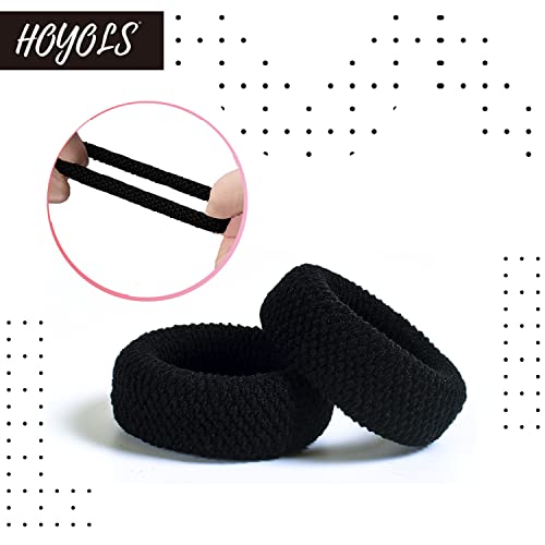 HOYOLS Large Black Hair Ties for Thick Hair Soft Seamless Cotton Ponytail Holders - Image 3