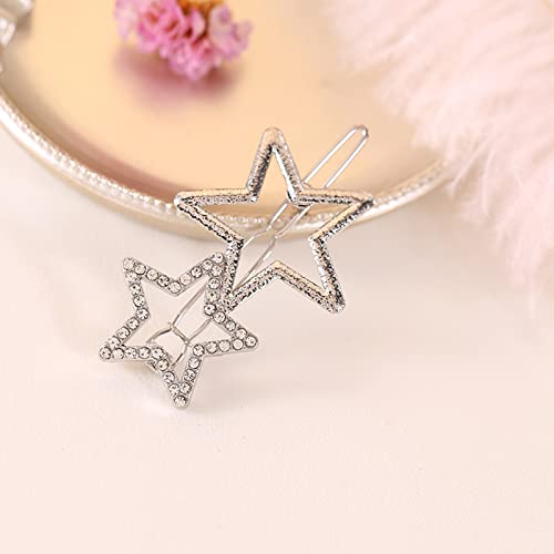 Aegypius 2Pcs Hollow Star Hair Clips, Non-Slip Metal Geometric Hairpin, Elegant Rhinestone Hair Barrettes For Women Lady Girls Styling Hair Accessories thumb #3