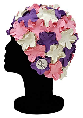 Bonnet de bain 3D pétales de fleur Blue Reef protège vos cheveux avec style vintage