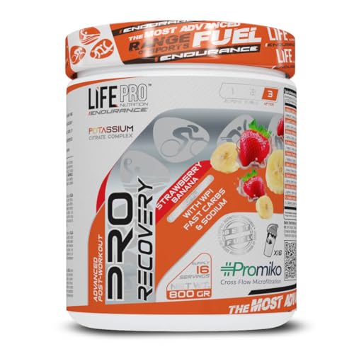Life Pro Endurance Pro Recovery 800g | Regeneración con Carbohidratos | Maximiza la recuperación | Recuperador Muscular (STRAWBERRY BANANA)