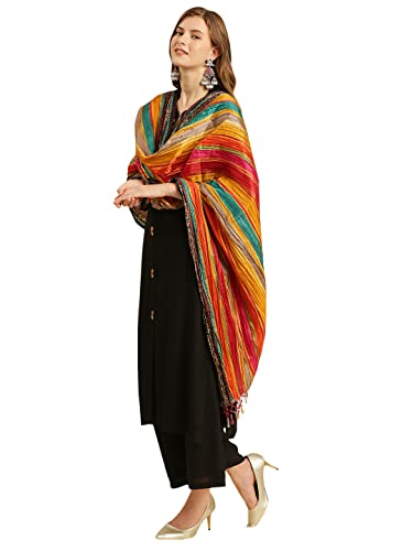 Women's Tradition Leheriya Striped Crushed Dupatta Chunni Scarf3