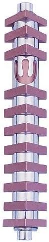 Agayof Medium Shin Mezuzah with 3-D Stripes 1.2" x 6" / 2.5 x 15 cm - Pink