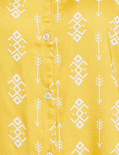 Image of Longies Women's Rayon Pyjama Night Suit Regular Capri Set (LCHSV001 Yellow009 XL)